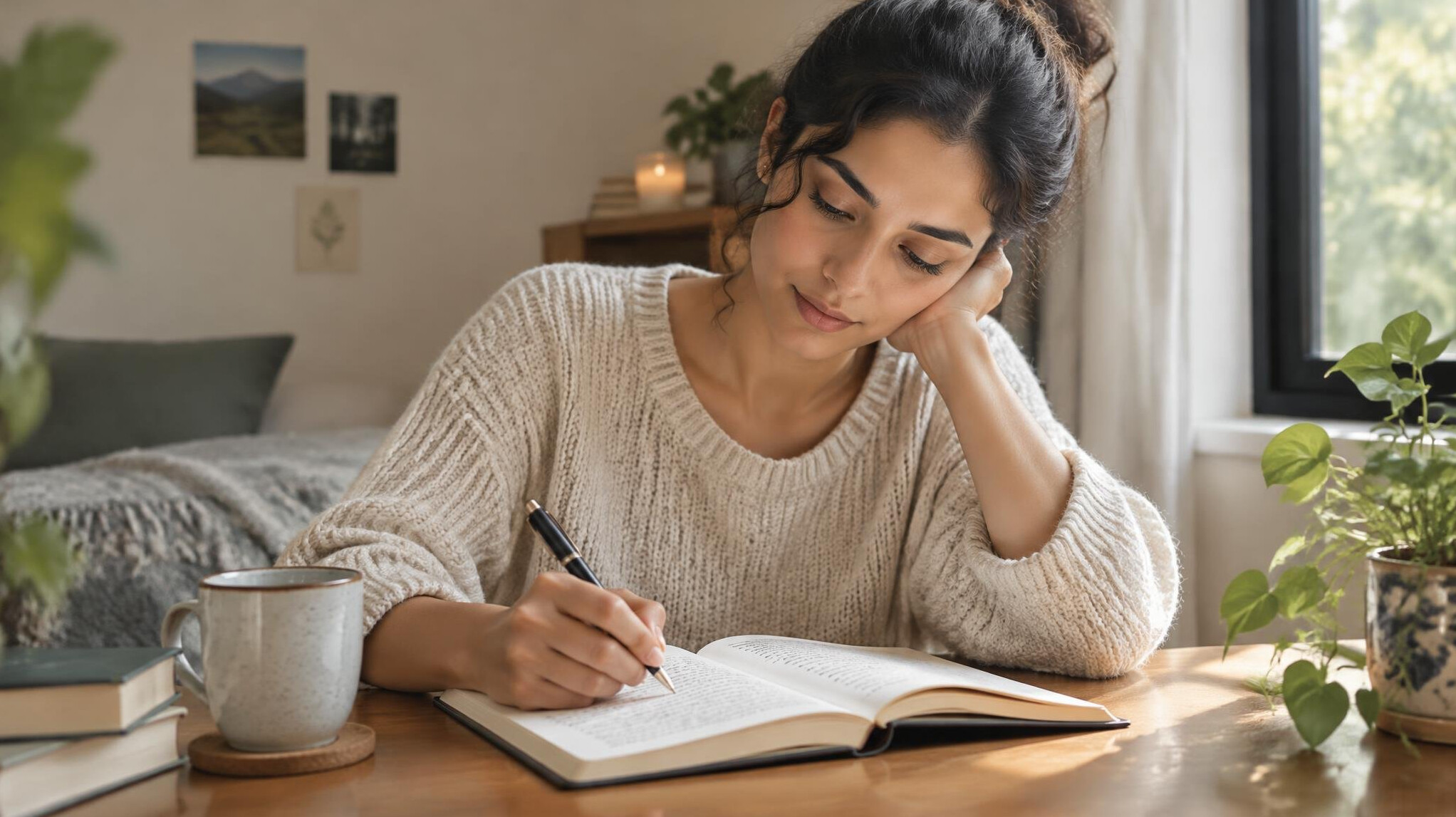 woman writing in journal