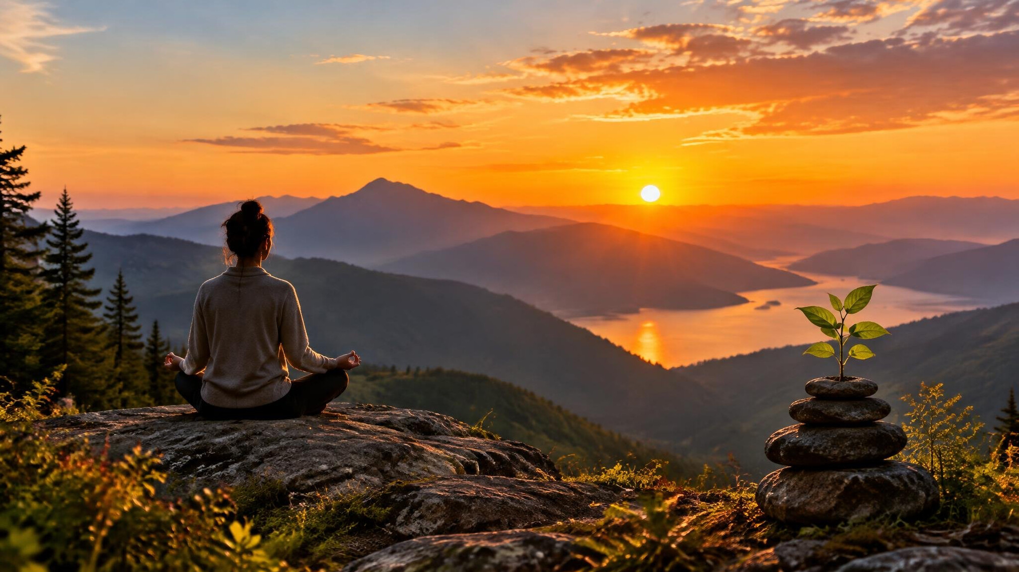 sunset over mountains