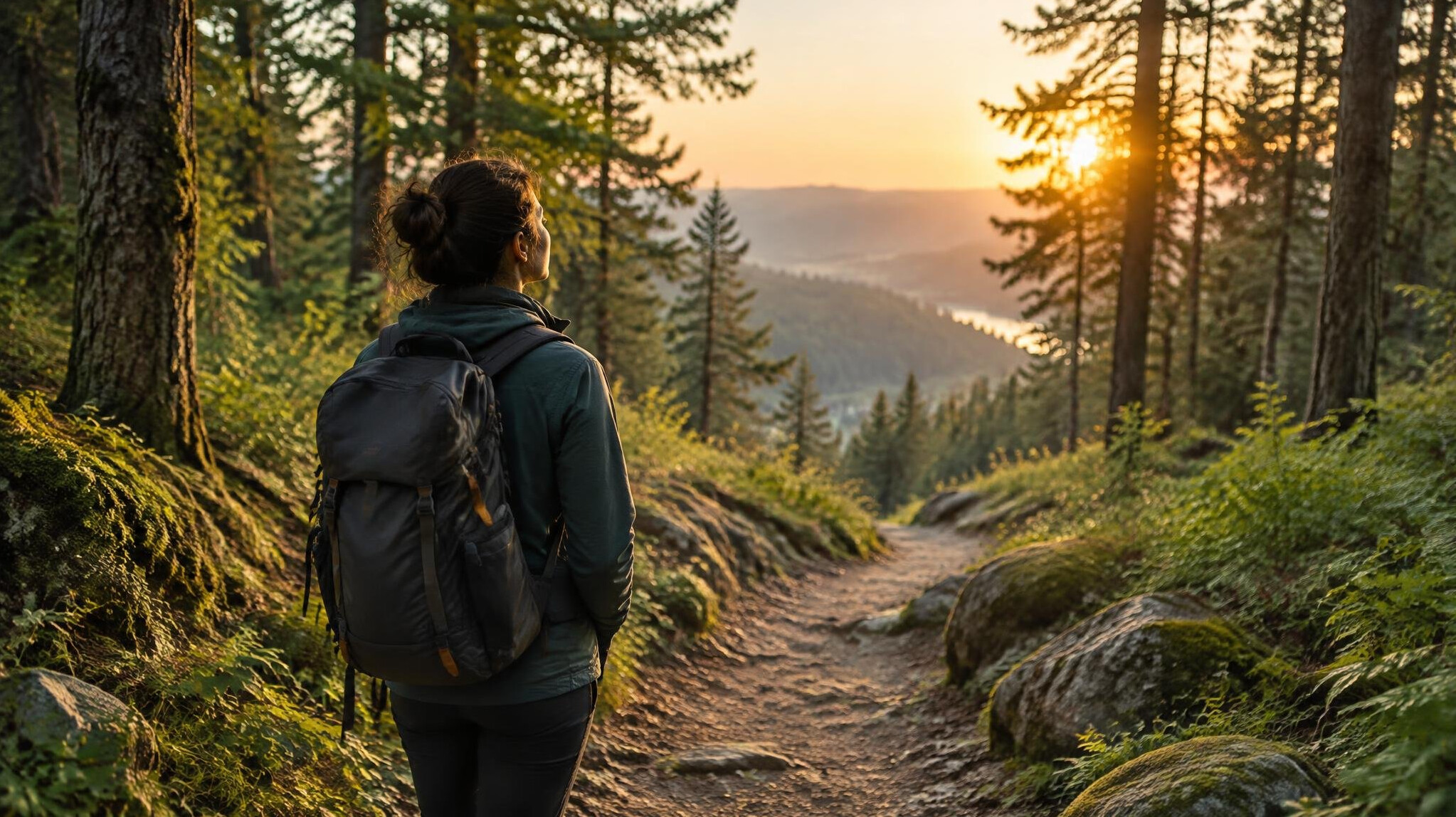 person on a path in forest