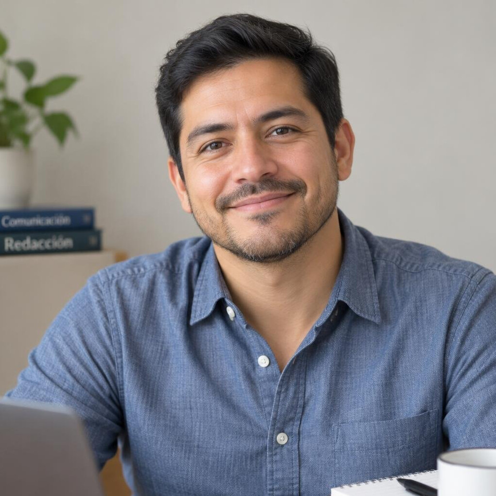 Portrait of a smiling Latino man with a beard
