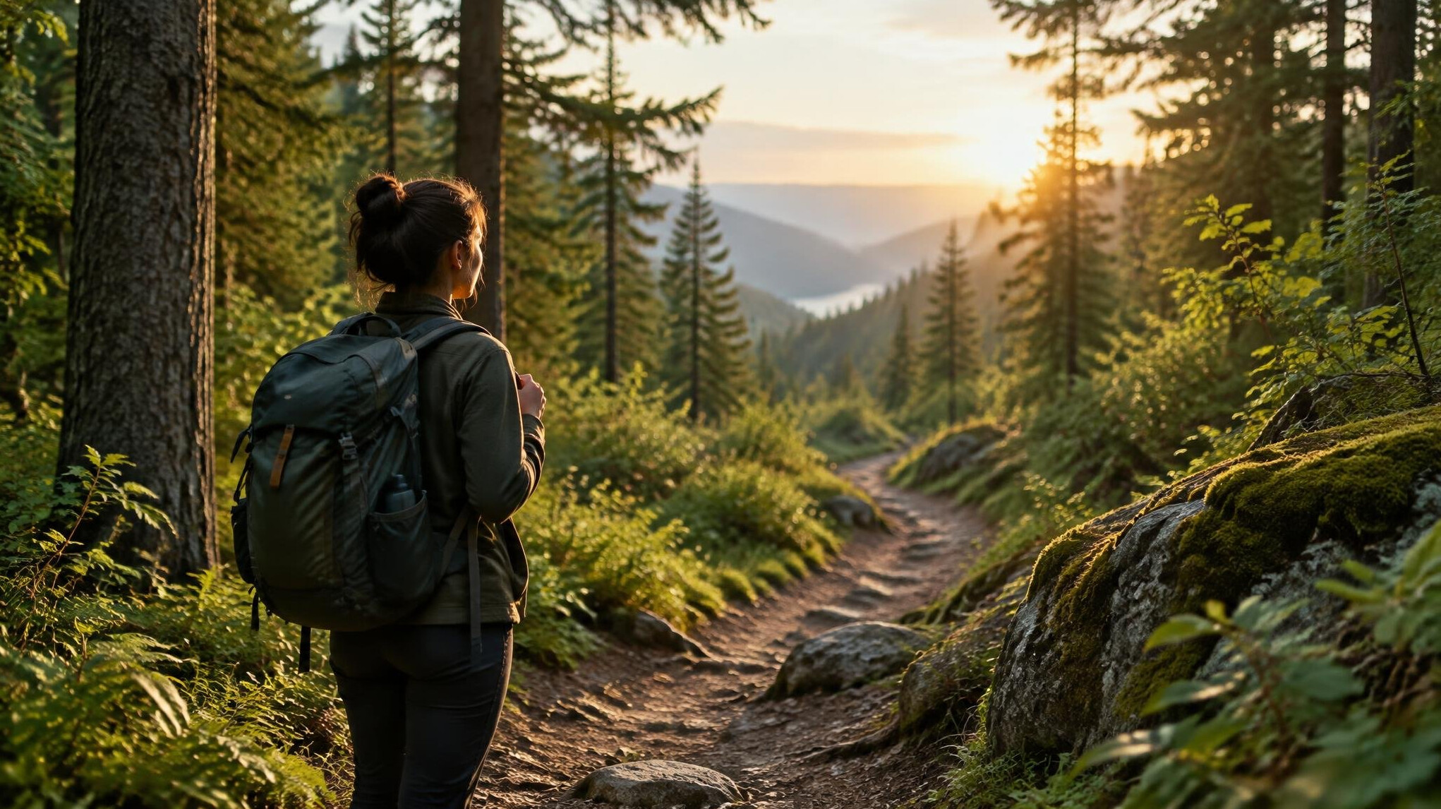 person on a path in forest