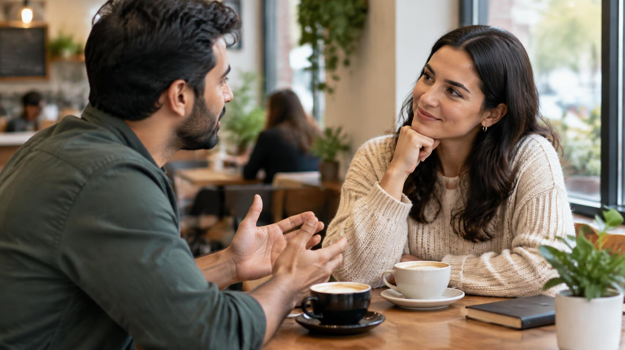 two people having deep conversation